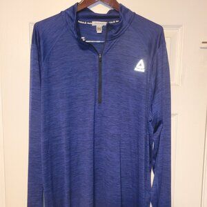 Reebok Men's Quarter Zip Pullover, Cobalt Heather, 2XL, 100% Polyester